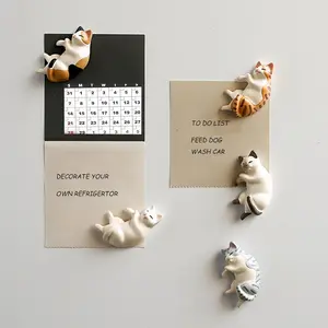 Cute 6 Pack Fun Cat Refrigerator Magnets Office Magnet Resin 3D Cat Refrigerator Magnet Set 6 Pack for Kitchen House Office Whiteboard Decor Notes Recipe Artwork