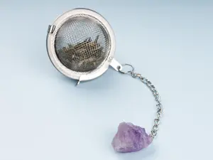 Raw Crystal Tea Infuser, Loose Leaf Tea Steeper with Natural Stone, Tea Lover Gift, Rough Crystal Tea Ball, Amethyst, Rose Quartz & More