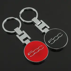 3D Metal Car Emblem Keychain, H Buckle Double-Sided Key Ring Pendant, for Fiat 500 Ducato Panda Grande Punto Tipo Abarth Pulse Strada 600 Doblo