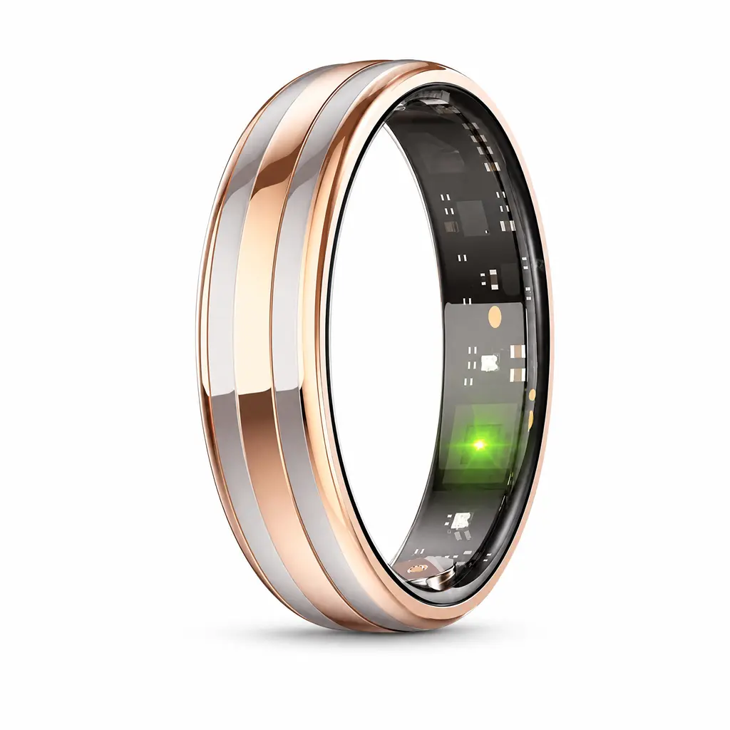 Smart Health Ring:  Heart Rate, Blood Oxygen, Sleep | 7-Day Battery, Waterproof, Rose Gold wellness  Fitness health monitor