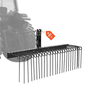60-in Tow Behind Landscape Rake – 3-Point Hitch Lawn Dethatcher, 26 Spring Steel Tines, Category 1 Tractor Attachment, Durable Gardening Tools, Heavy-Duty Rust-Resistant Leaf Removal Tool