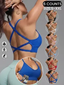 Women's Seamless Quick-Dry Sports Bra, Removable Pads, Breathable Backless Cross Strap, Comfortable Stretch&Support Tank Top, Ideal for Outdoor/Yoga/Gym, Workout Bra, Activewear, All Seasons
