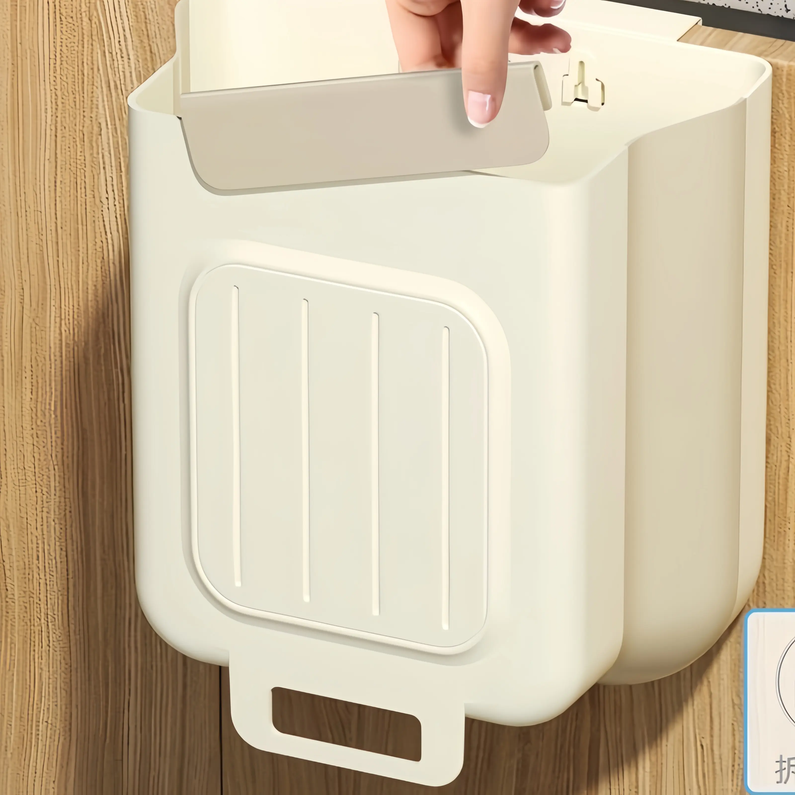 Hanging Foldable Kitchen Trash Can Wall Mount Cabinet Door Waste Storage Bin
