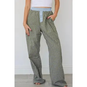 Brown Preppy Gingham Boxer Pants