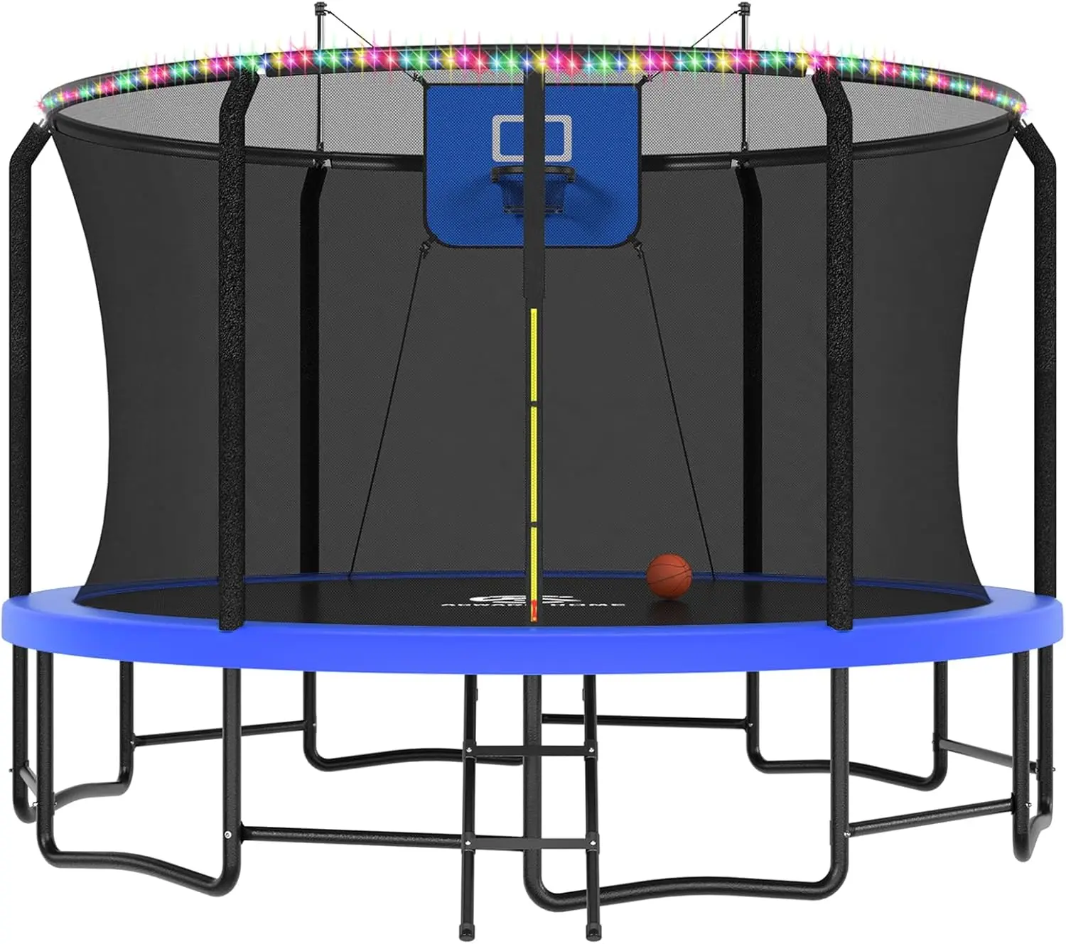 ACWARM HOME Trampoline Outdoor  16FT Trampoline with Basketball Hoop and LED Lights, Recreational Trampolines for Kids and Adults with Enclosure Net & Ladder, ASTM Approved