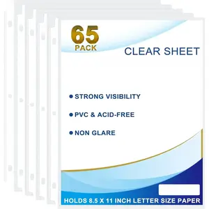 65 Pack Clear Sheet Protectors, 8.5 x 11 inch Page Protectors for 3 Ring Binder,Top Loading Paper Protector for Documents and Photos,Letter Size