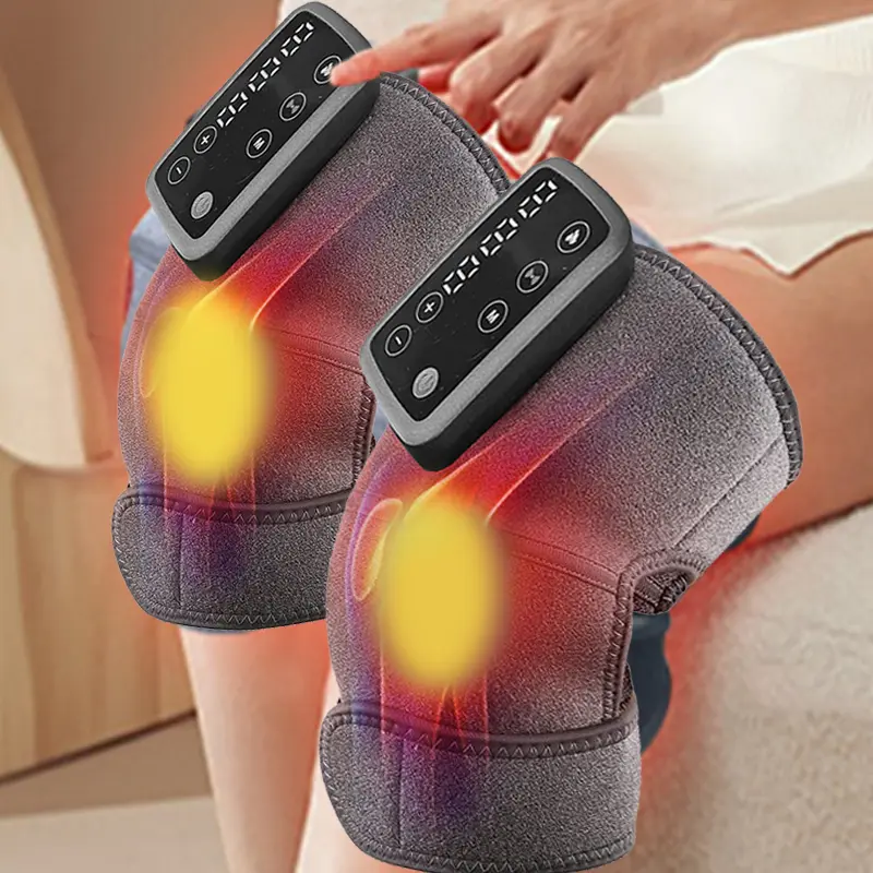 Portable 3-in-1 Knee Massager,Cordless Knee Massager and Vibration,Adjustable Temperature Knee Massager with Clear Screen Comfort,Heated Massage Knee Pad, Multi-Functional Heating Massager, Cordless Light Therapy, Smart Temperature, Knee Pain Tool