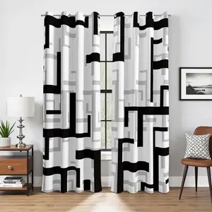 Modern Blackout Curtains for Bedroom Living Room 2 Panels  Blackout Black and White  Curtains Abstract Curtains, 52x84 Inches