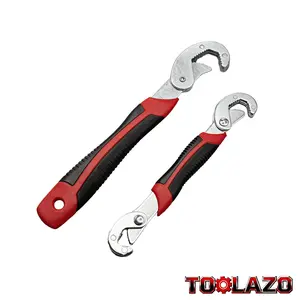 2-Piece Snap Grip Adjustable Wrench Set, Self-Locking Universal Spanner, Large Single-Head and Double-Head Quick-Open Wrench for Plumbing, Auto Repair, Water Pipes and Home Maintenance
