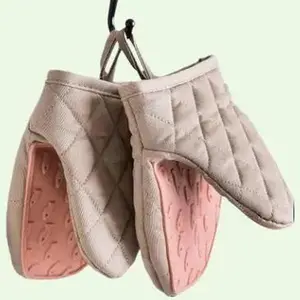 Hand Woven Oven Mitts Silicone touch Anti Scalding