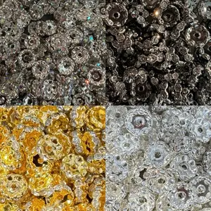 (SP21) 50pc - 12mm Rhinestone Spacers for DIY