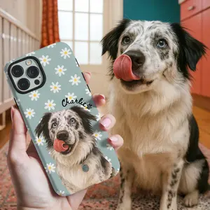Custom Pet Photo Phone Case, Personalized Dog Portrait Iphone 17 Cover, Cat Face Phone Case, Gift For Dog Mom, Pet Memorial Case