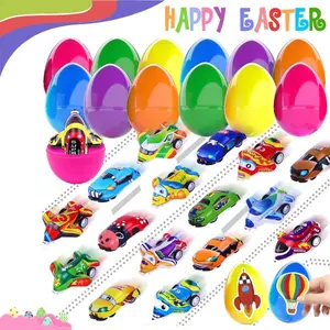 24PCS Pre-Filled Easter Eggs with Pull Back Cars & Planes – Plastic Easter Eggs with Toys & Fun Tattoos, Easter Party Favors & Gifts for Boys