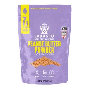 Lakanto Peanut Butter Powder - Sweetened with Monk Fruit Sweetener, 7g Healthy Protein, Powdered PB from Roasted Peanuts, 3g Net Carbs, Keto, Vegan, Gluten Free, Smoothies, Sauces, Baking (8.5 Oz)
