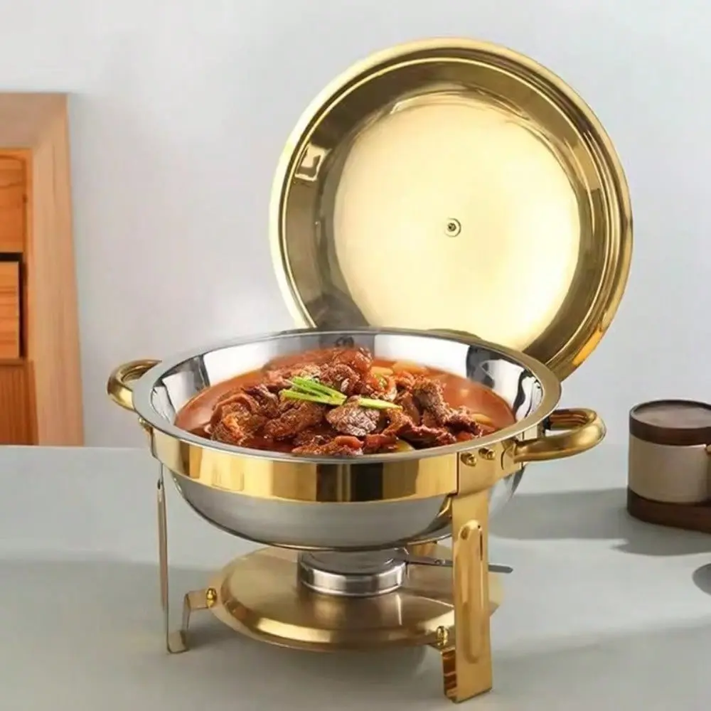 Round Chafing Dishes for Buffet 5 Qt,High Grade Chafing Dish Buffet Set Food Warmers for Parties,Buffet,Wedding, Birthday, Stainless Steel, Thermal Casserole Dish