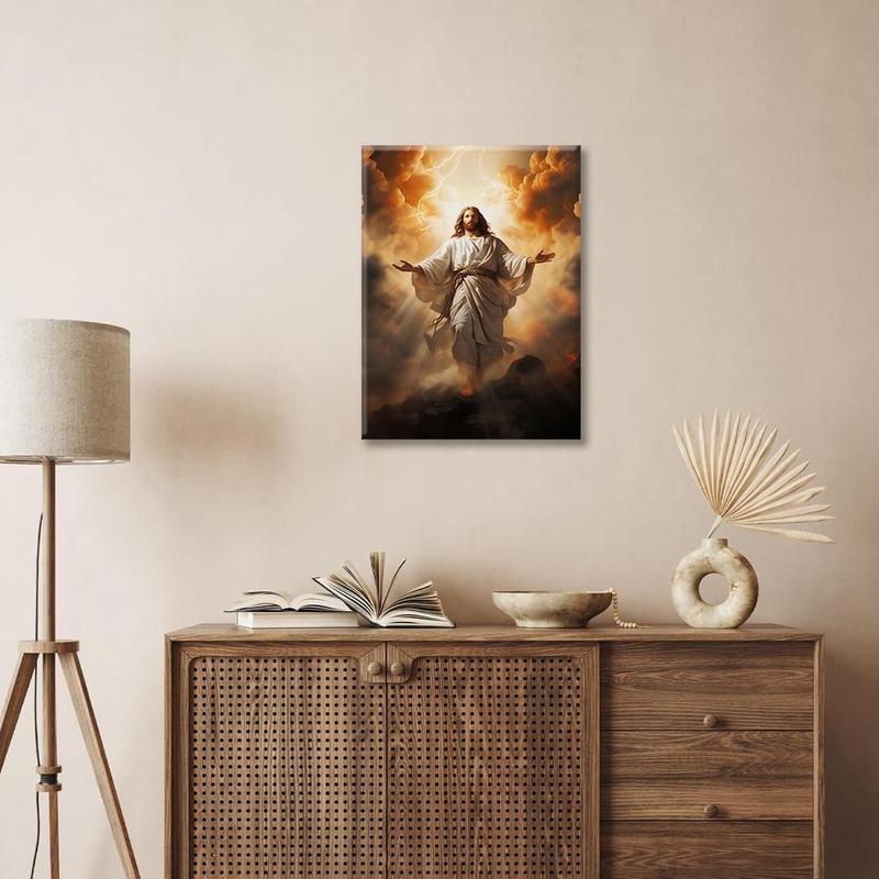 Jesus Christ Portrait Canvas Wall Art – Christian Religious Decor, Divine Mercy God Painting Print for Prayer Room, Living Room, Bedroom, Church, or Office
