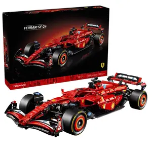 1361-Piece SF-24 Red Sports Racing Car Building Blocks Set, Super Car Bricks Toy Kit Compatible With Set 42207, Holiday Gift For Kids And Adults