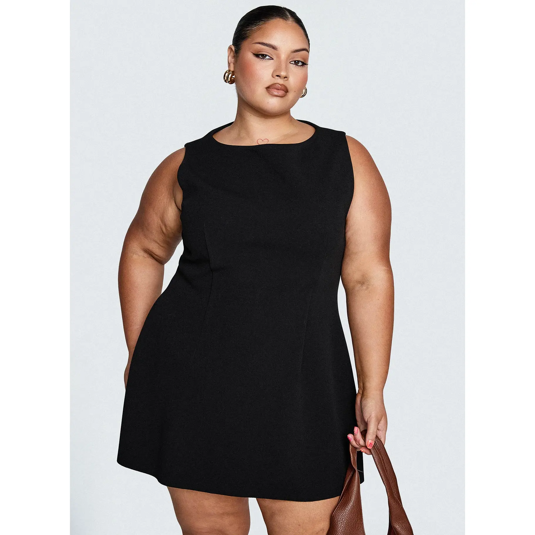 black mini dress curve Yours Women's Plus Size Black Metallic Star Mini Dress Size 12