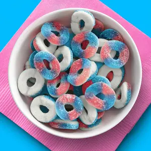 Halos Candy, Blue Punch and Strawberries and Cream Flavors, Tart Chewy Soft and Fluffy Candy, 11 oz Bag