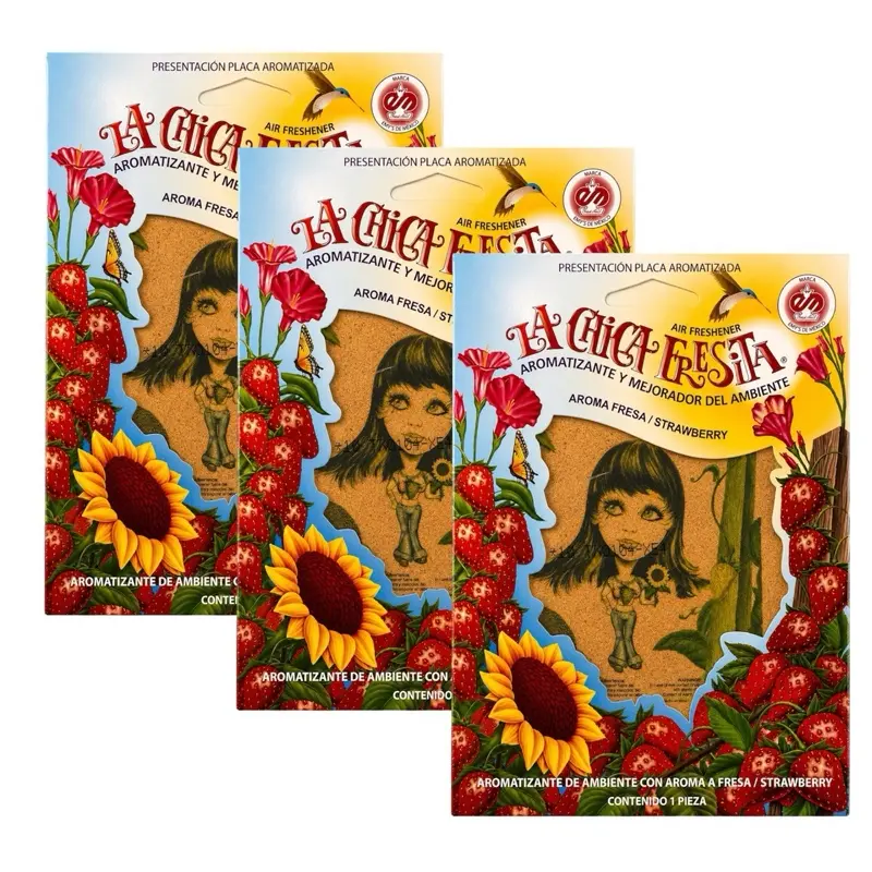 3 pack Strawberry air freshener,  La Chica Fresita air Fresheners car aromatizer
