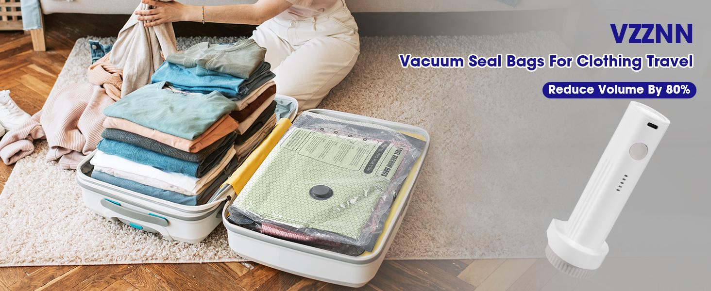 【2026 Upgraded】X7 Cordless Travel Vacuum Storage Compression Bag Set with Rechargeable air Pump 9/15 Pack Waterproof & Reusable Compression Packing Bags for 3 Size,140L/Min Powerful Air Removal,Perfect for Carry-On Suitcases Mother’s Day Gift Idea