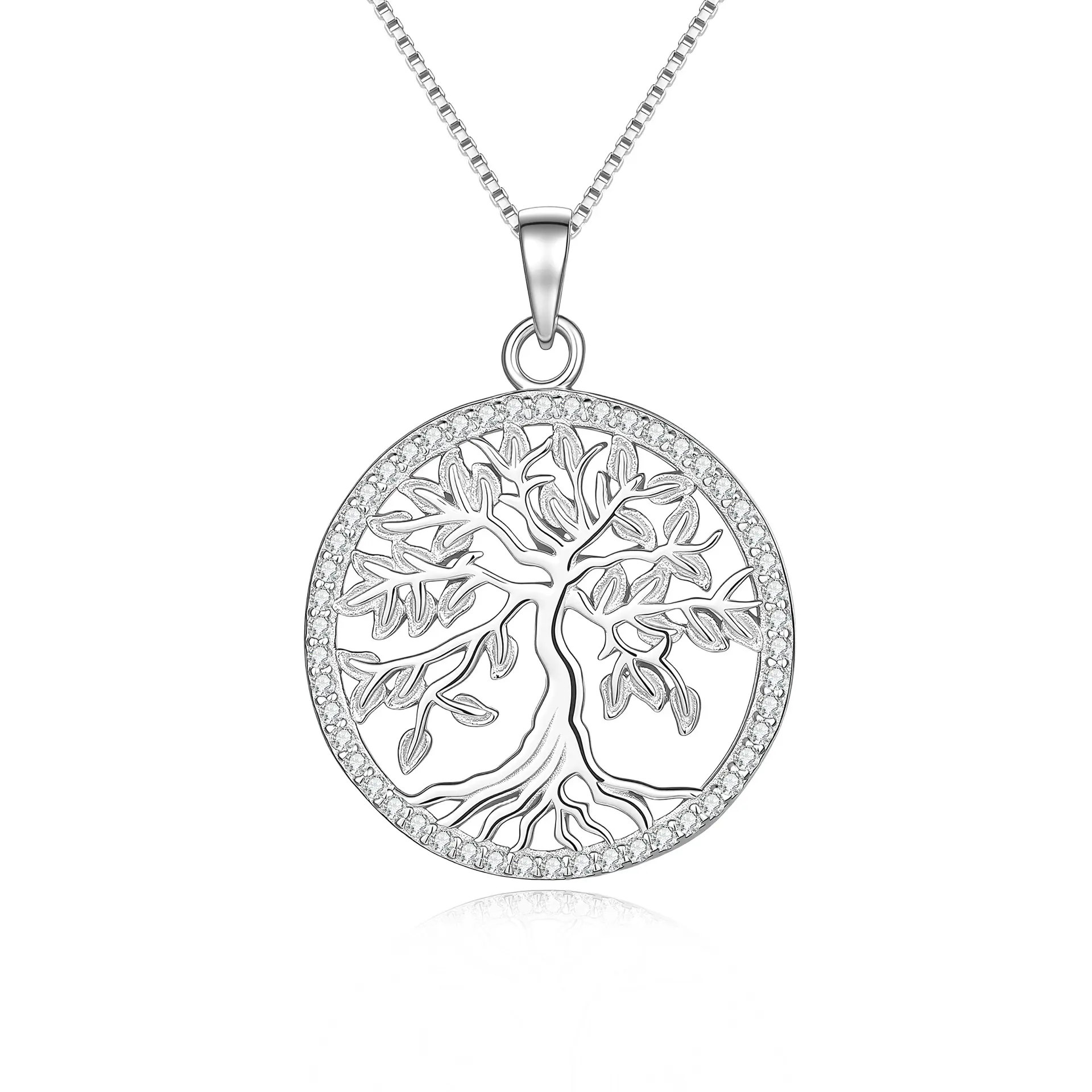 [EVA Jewelry] Tree of Life Necklace 925 Sterling Silver Synethic Moissanite Necklace