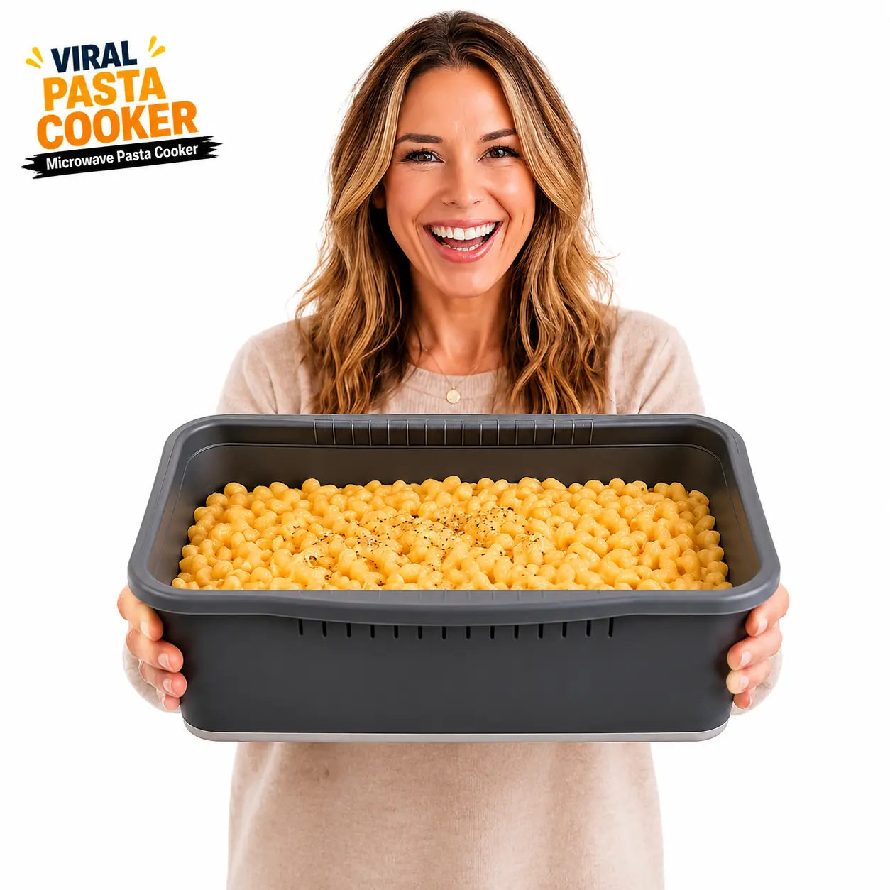 Microwave Pasta Cooker – Quick Pasta Maker Bowl, Microwave Safe Pasta Cooker with Strainer Lid, Instant Pasta Maker, Reusable Kitchen Gadget for Easy Cooking Container Dinner