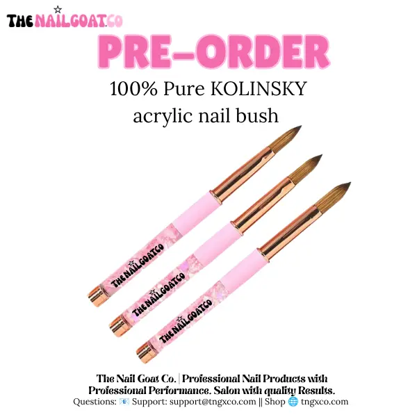TheNailGoatco Multi-Size 100% Pure Kolinsky Acrylic Nail Brush - Professional Manicure Nail Art Tool with Controlled Bead, Precise Finish for Beauty & Personal Care