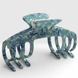 Baddie Clip Hat-Friendly Hair Claw for Trucker Hats & Baseball Caps Strong Hold for Most Hair in Stylish Blue Marble Design