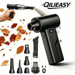 150000 RPM Cordless Turbo Blower, 4-Speed Adjustable, 15000Pa Handheld Portable Vacuum Cleaner with LED Light, High-Speed Dust Blower Equipped with 5 Nozzles, Rechargeable Brushless Cordless Air Duster for PC, Car, Computer and Camera Cleaning