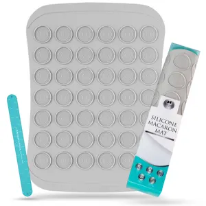 Professional Silicone Macaron Baking Mat - Thick Non-Stick Surface - Reusable Sheet for Macarons, Meringues, Pastries - 42 Round Cookies by Cook’n’Chic
