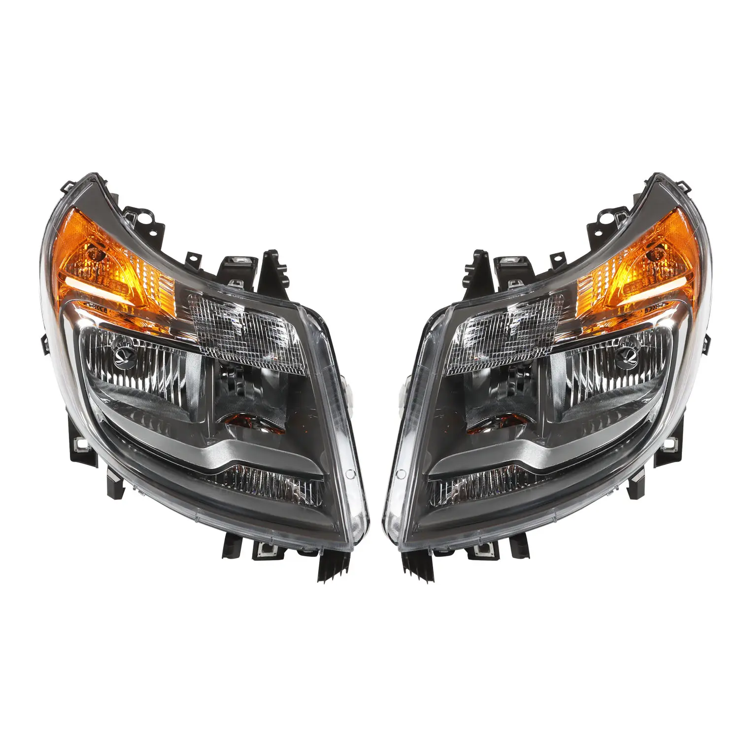 Nakkaa Halogen Headlight Bulbs, Chrome Housing with Amber Corner, Compatible with 2014-2022 Dodge Ram 1500, 2500, 3500