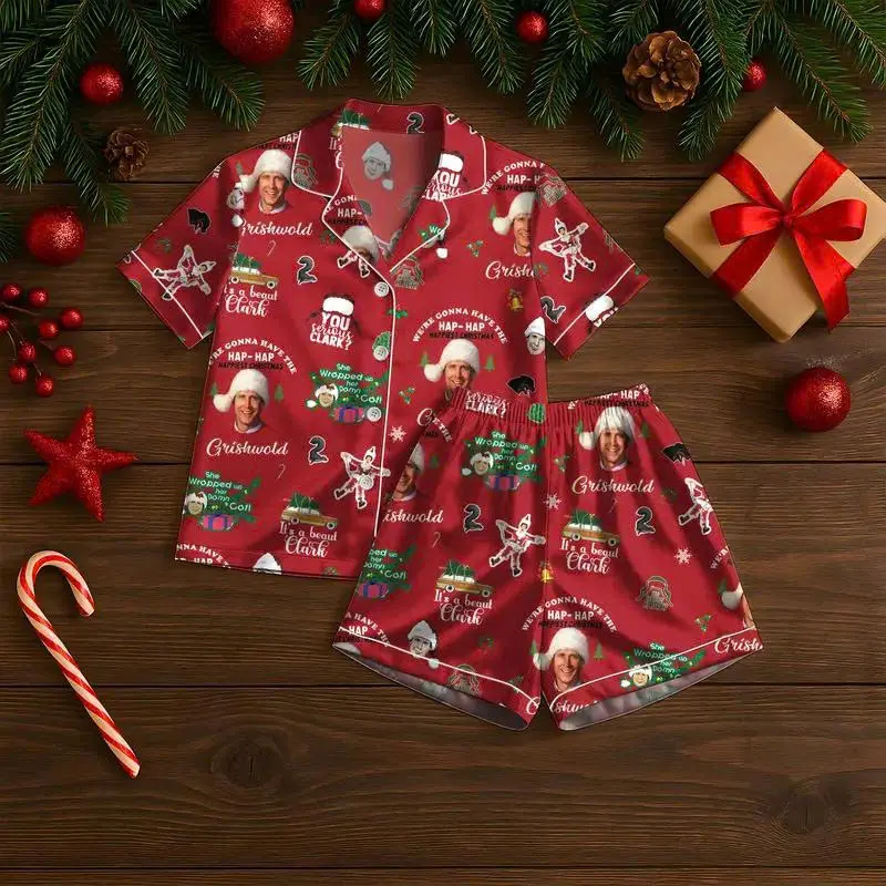 Griswold Thick Pajamas Satin Set, Clark Griswold Santa Pajamas Set, Griswold Holiday Pajamas, Christmas Tree Farm Pjs, Matching Family Pajamas
