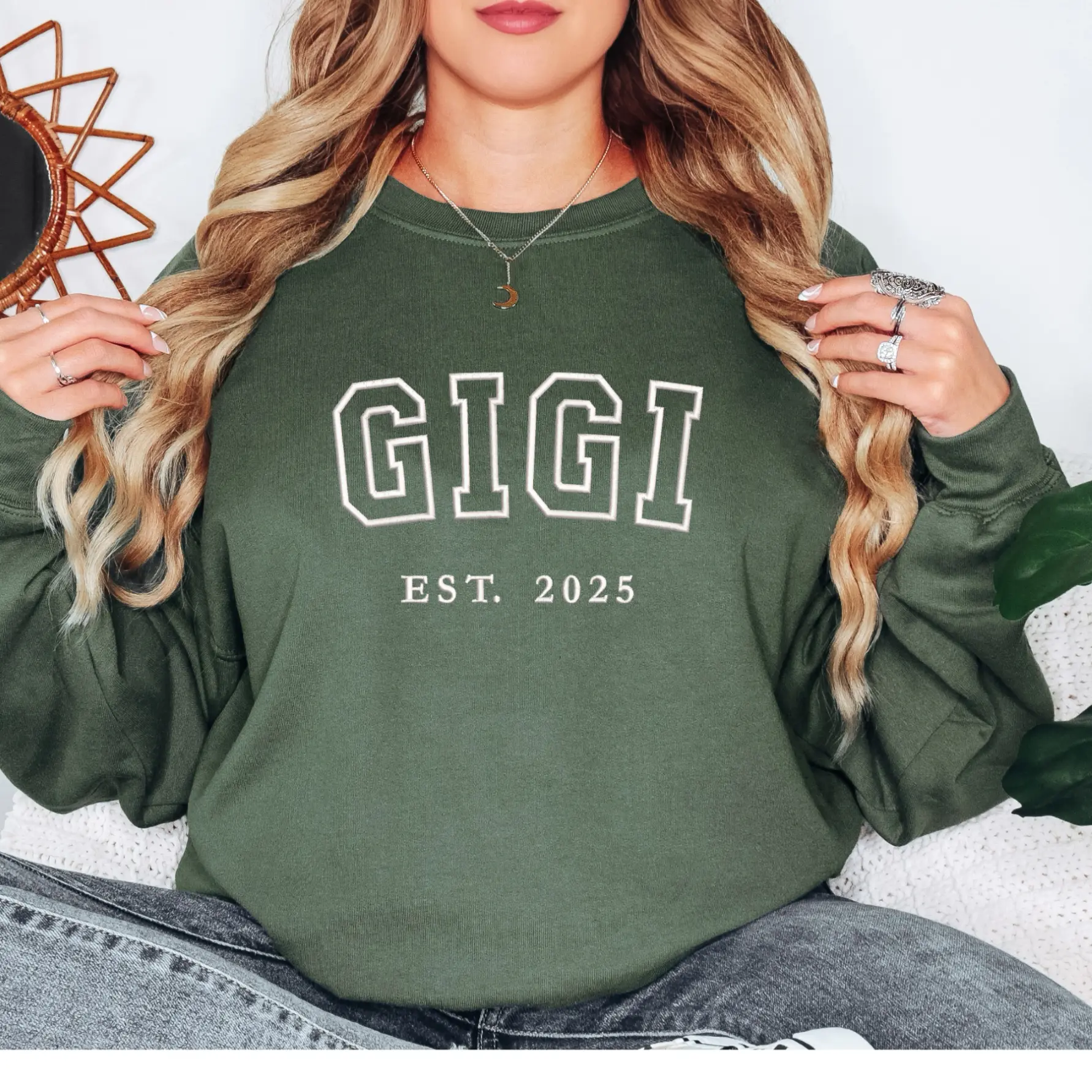 Gigi Established 2025 Embroidered Sweater | Unisex Crewneck Sweatshirt | Custom Name & Year | Gifts for Gigi | Gigi Life | Personalized