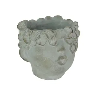 Pucker Up Concrete Head Kissing Face Mini Decor Succulent Planter 7 Inch Tall