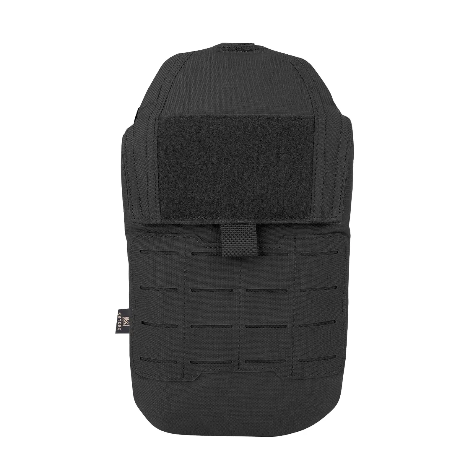 KRYDEX Tactical Fully MOLLE Compatible Hydration Pouch with 1.5L Inner Bladder - Low Profile, Compact, Streamlined, Panel on Flap, Drainage Grommets, Hook & Loop, 11.5x7.25x1.13in, for MOLLE Vest Backpack, CB, Bk, 11.5 Inches X 7.25 Inches X 1.13 Inches