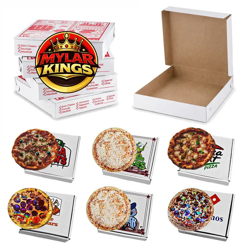 12 Pack Pizza Shaped Bags & Matching Boxes Set - Assorted Designs