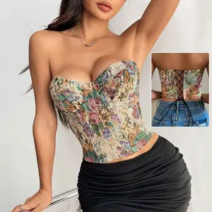 Y2K Floral Corset Top - Women's Crop Corset with Print