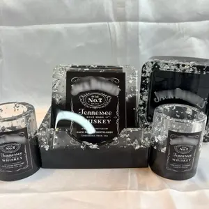 Black with silver flakes luxury coaster set with matching mini cups and ember tray