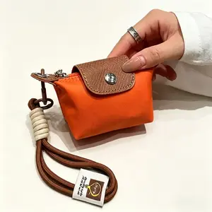 Elegant Mini Bag Charm Wristlet Wallet, Detachable Wrist Strap Zipper Purse, Multifunctional Keychain Earphone Pouch, Casual Accessory Mother’s Day Gift for Everyone