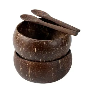 Coconut Bowl & Spoon Set of 2 – Natural Eco-Friendly Smoothie Bowls for Acai & Salad