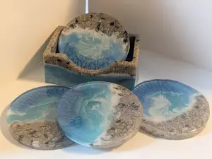 Resin Beach Coaster Set