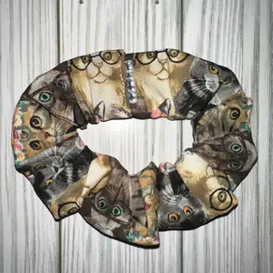Cat wearing glasses retro hair Scrunchie new