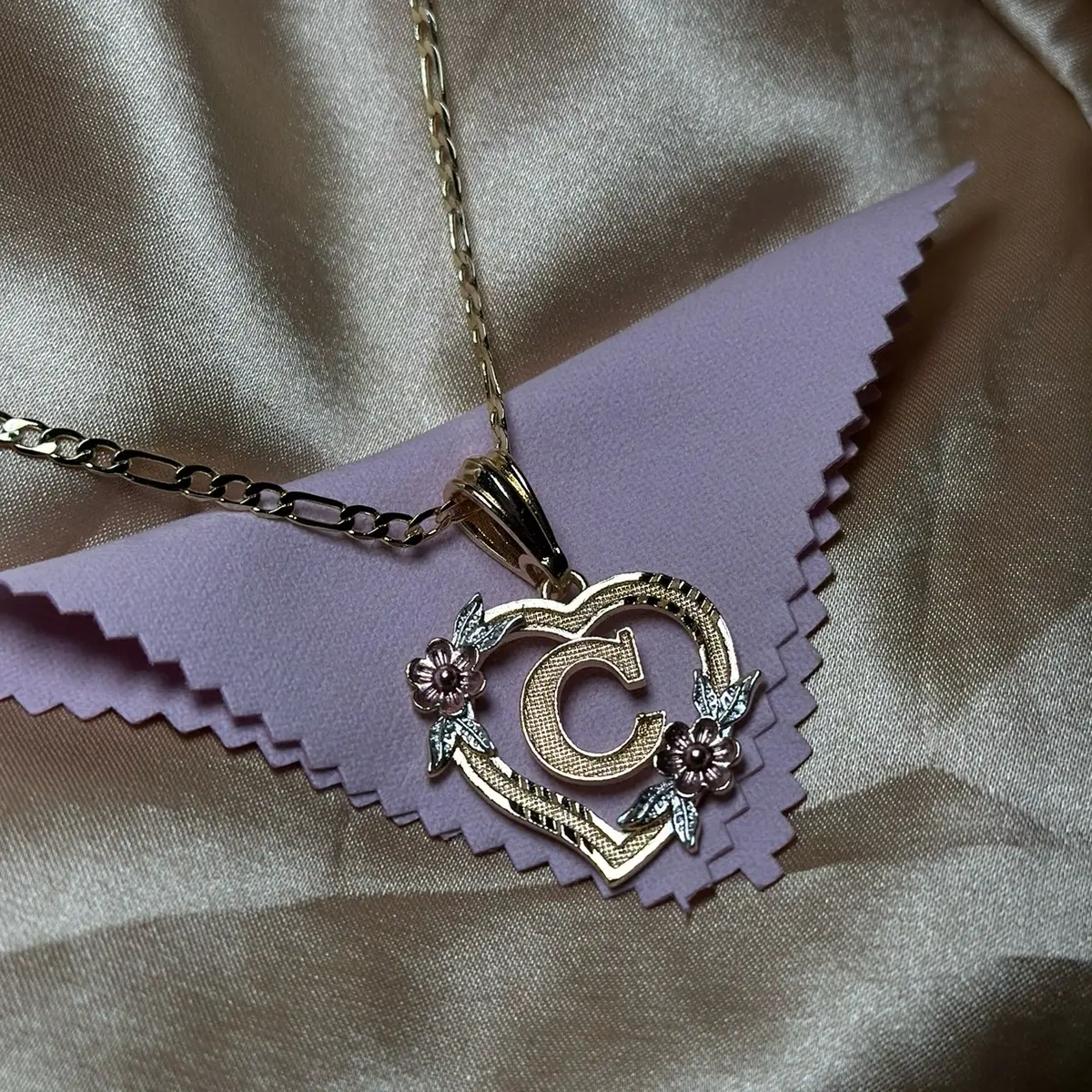 Initial C heart Necklace