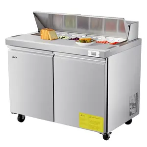 fathersdaygift  VEVOR 48W Commercial Refrigerator, 12.5 Cu. Ft Sandwich Prep Refrigerated Table, Mega Top Food Prep Fridge with 12 Pans and Cutting Board, Stainless Steel Salad Prep Cooler for Restaurant, Food Truck
