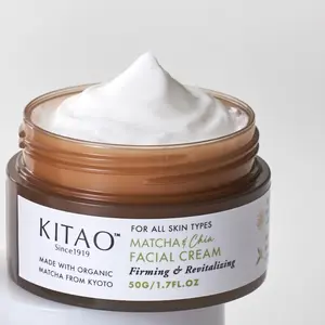 KITAO Facial Cream & Face Moisturizer for Anti-Aging Women & Men, Hydrating Day & Night Cream with Collagen & Shea Butter, Daily Organic & Natural Japanese Skincare with Matcha & Chia, 1.7 Fl Oz