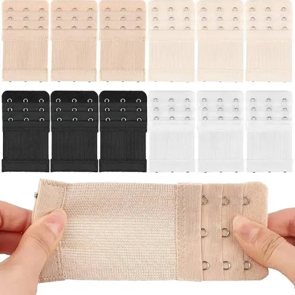 12 PCS Bra Extenders 3 Hook, Bra Strap Extenders for Women, Elastic Bra Extension, Bra Band Extender for Plus Size, Bra Back Extender, Soft Stretch Bra Accessories Beige White Black