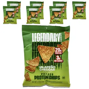 Legendary Foods Popped Protein Chips, Jalapeno Cheddar, 7 Bags, 1.2 oz (34 g) Each