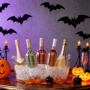 Large 6.5L Ice Bucket for Parties, Portable Drink Bucket for Cocktail Bar, Plastic Champagne Cooler , Mimosa Bar Supplies Chiller Tub with Scoop, Halloween