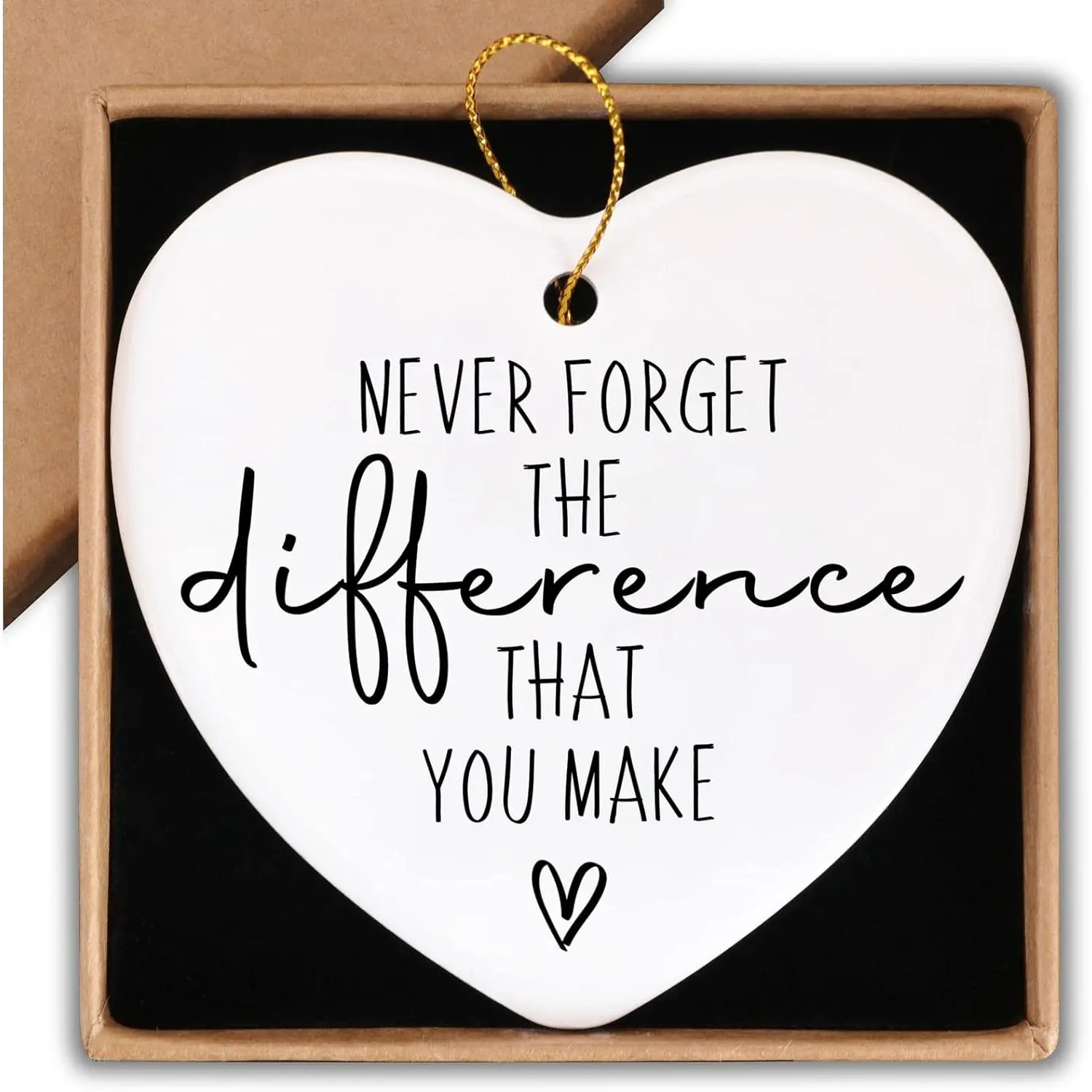 Porcelain Double-Side Print Inspirational Heart Plaque Ornament - Commemorative Keepsake Sign, Home Decoration, Appreciation Gift for Nurses, Christmas Tree Ornament, Gift for Teacher Grandma